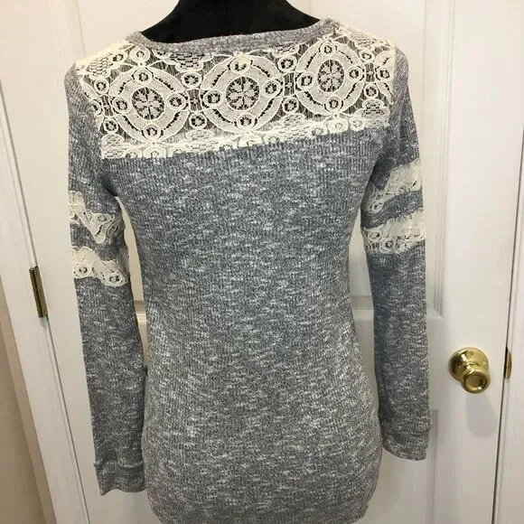 Rewind grey long sleeve top with cream lace detail, size x small - Picture 10 of 12